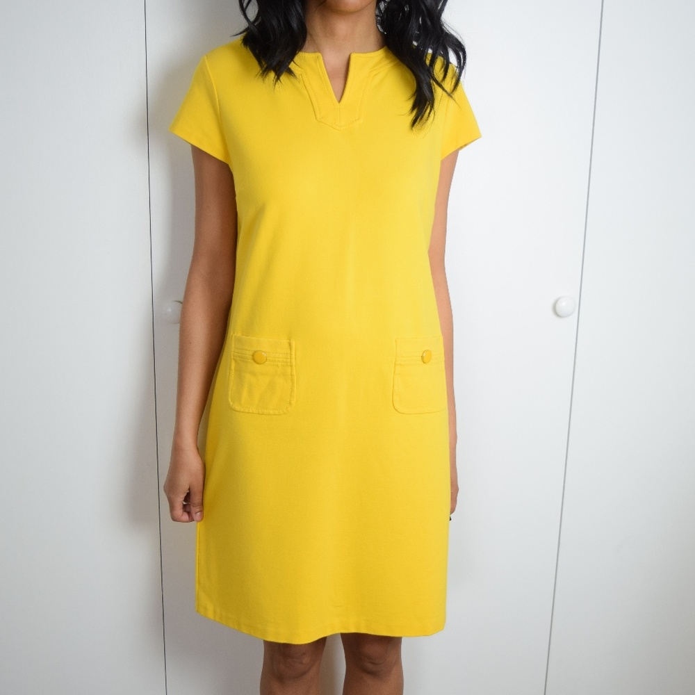 Talbots Sunshine Yellow Pocket Shift Dress (10P)